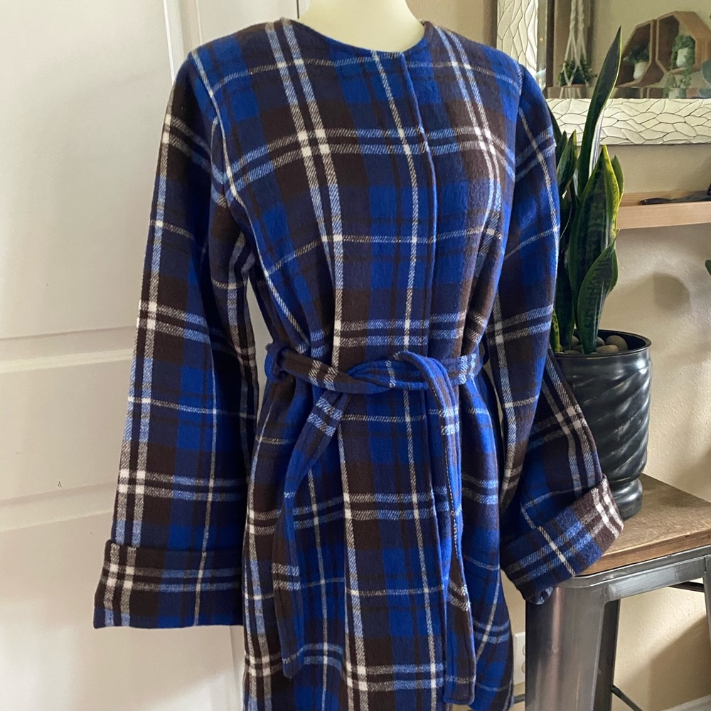 NWT!- plaid wool blend wrap coat Nordstrom - Picture 1 of 12